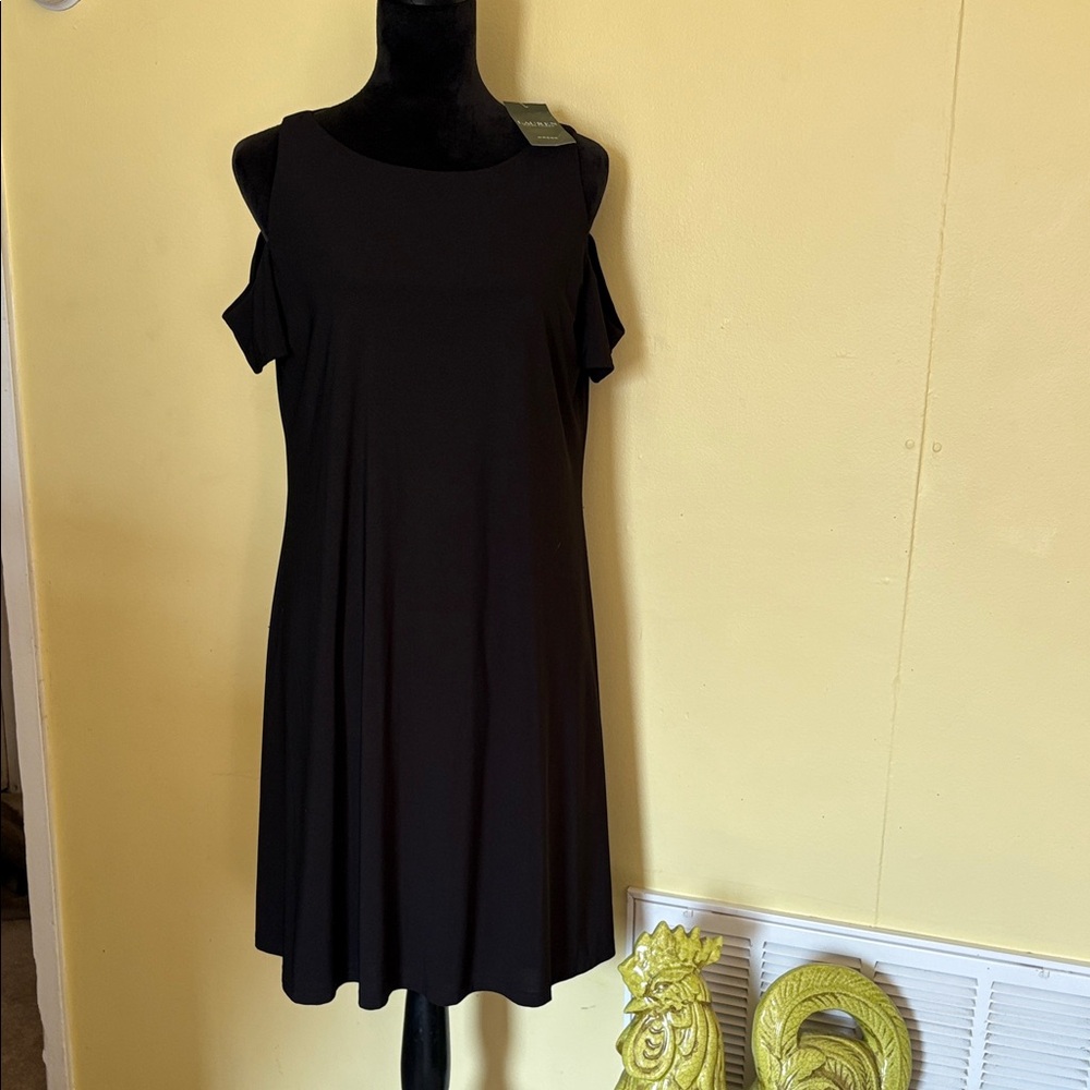 Ralph Lauren Black Off-Shoulder Dress NWT